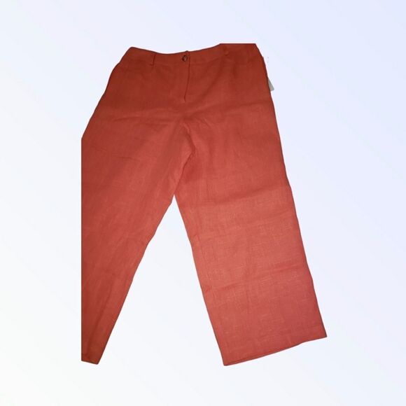 Women's Harve Benard Coral Linen Capri Pants Size 10P wide Leg - Picture 3 of 7